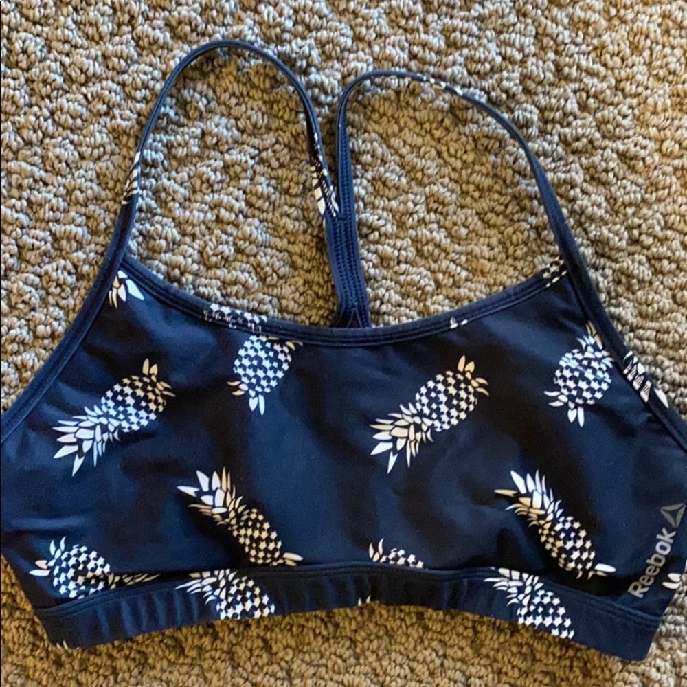 Reebok baby blue Pineapple print sports bra